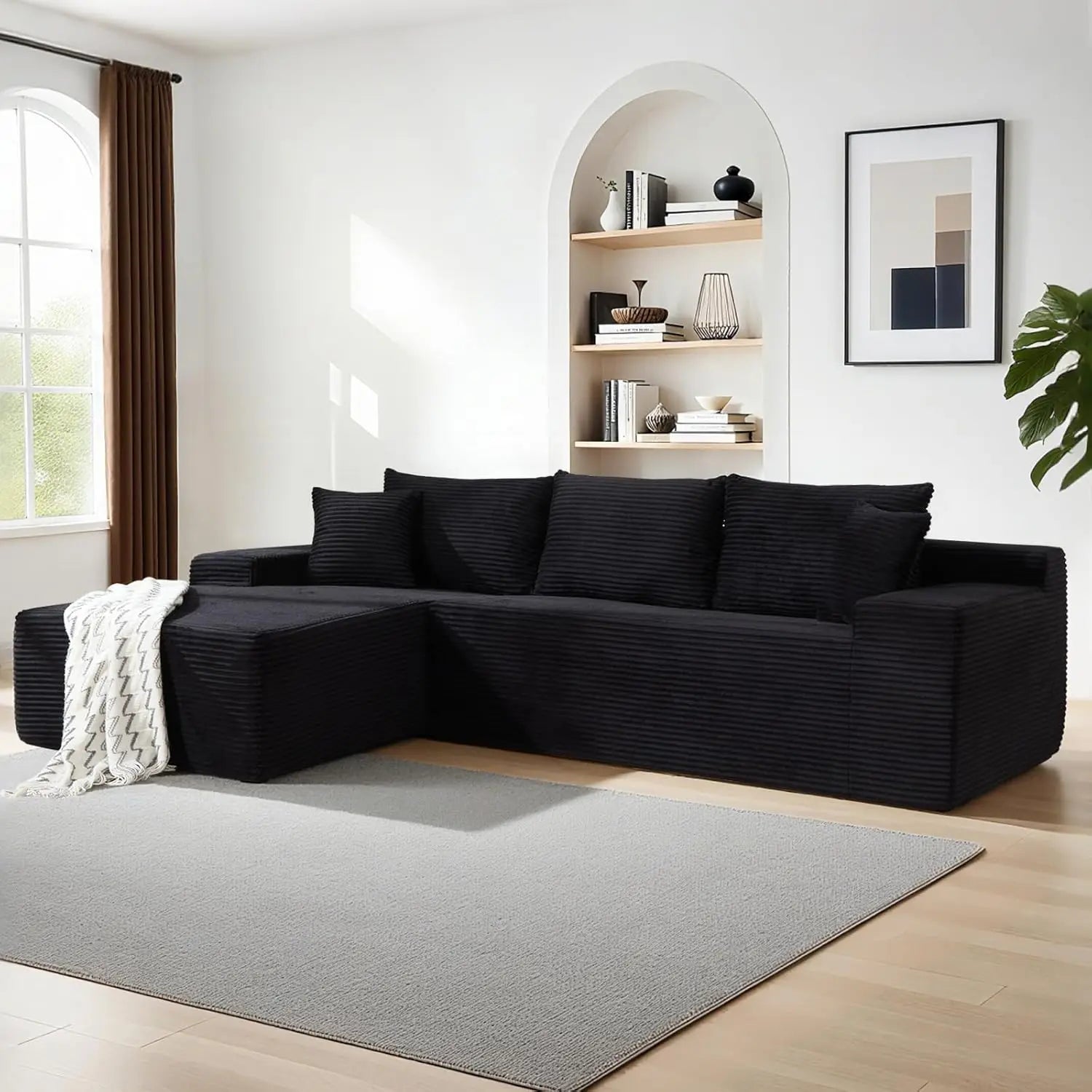 105" Cloud Modular Sectional Couch with L-Shape Chaise for Living Room, No Assembly
