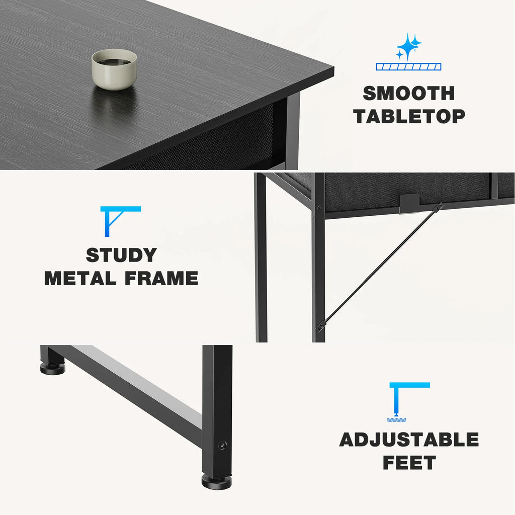 32 Inch Modern Office Computer Desk with Fabric Storage Drawers