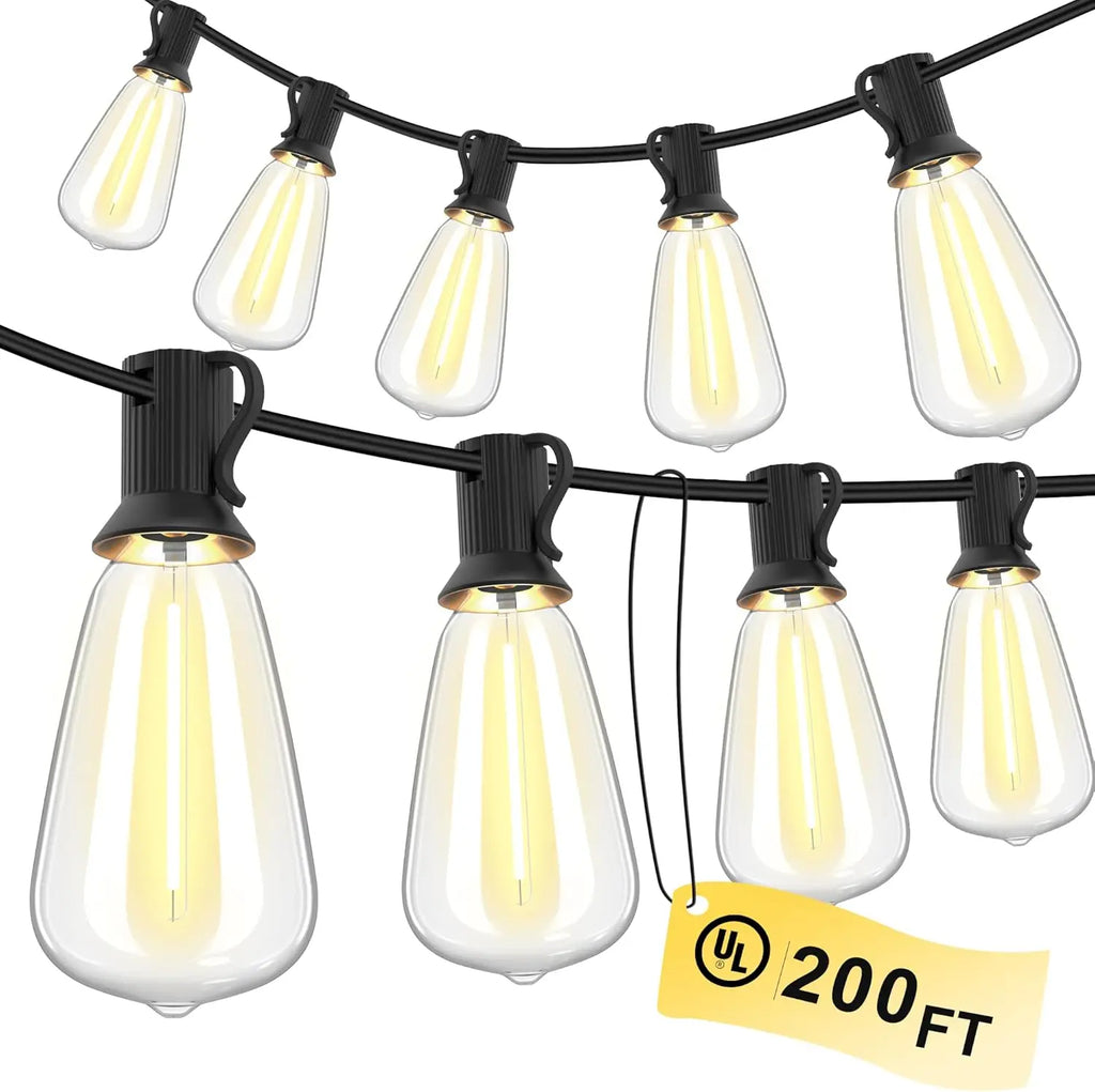 150FT LED Outdoor Waterproof Patio Lights Shatterproof ST38 Replaceable Bulbs Dimmable Hanging Lights.