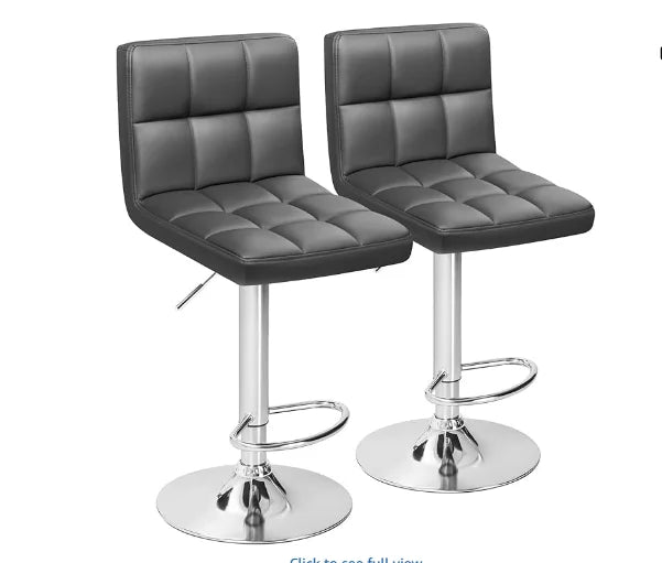 Bar Stools Modern Leather Swivel Adjustable Hydraulic Bar Stool Set of 2 (White)