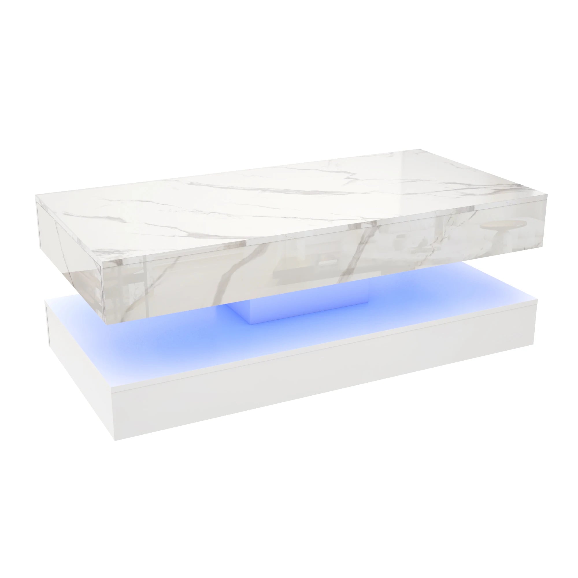 Modern Stylish Coffee Table with LED lights, Double-Layer Design