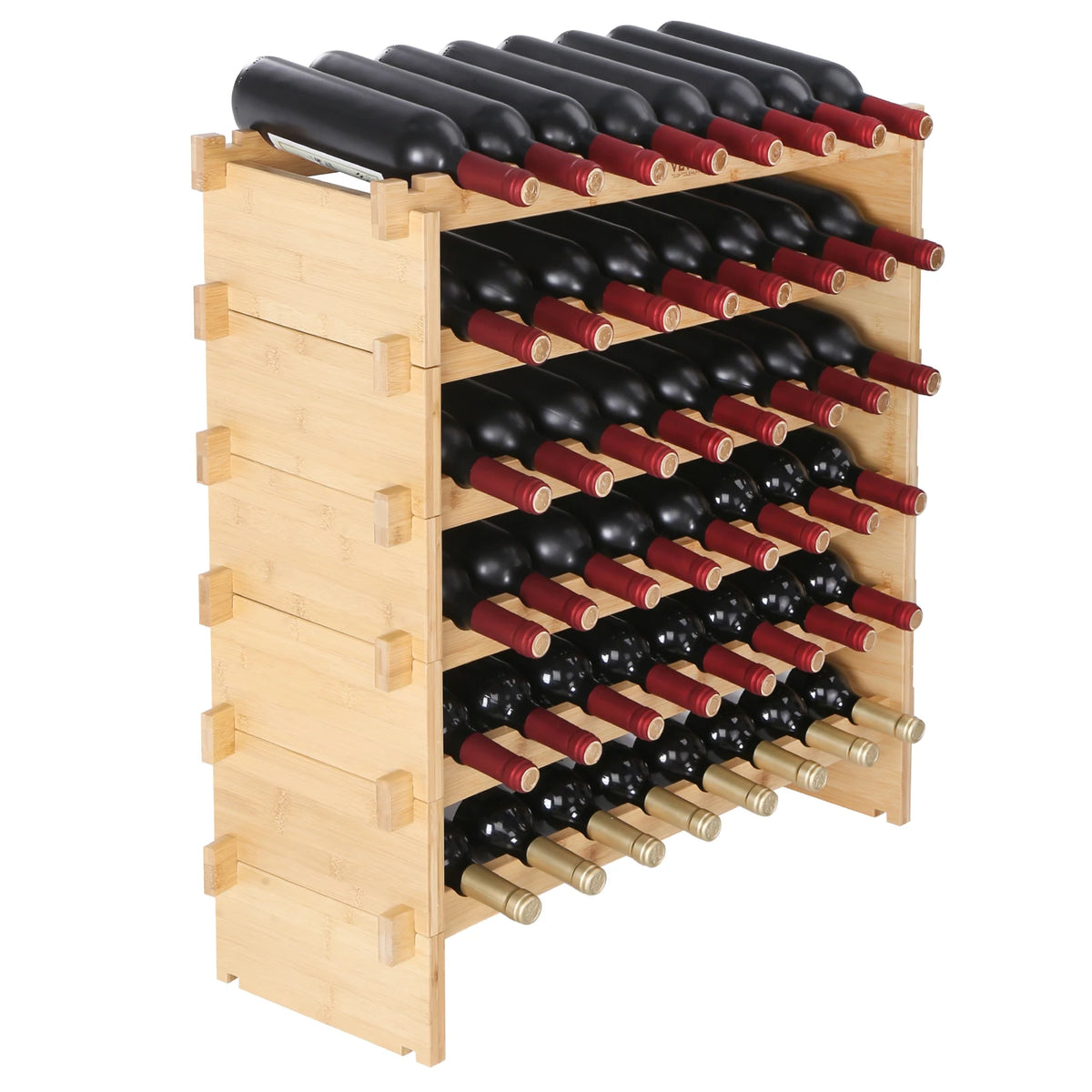 48/72 Bottle Stackable Modular Wine Rack Free Standing Wine Storage Rack Bamboo Wine Holder Display Shelves for Cellar