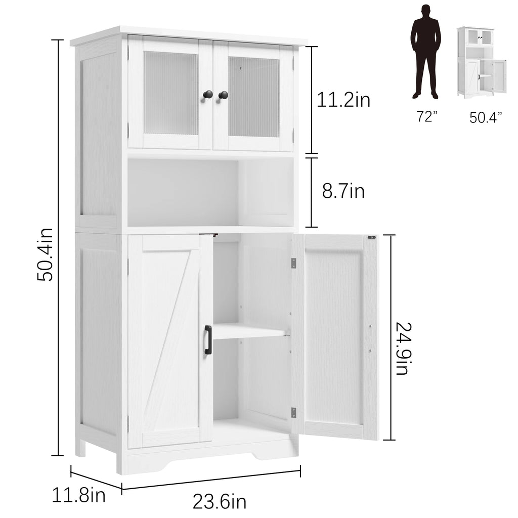 Free Standing Kitchen Pantry Cupboard with 4 Doors