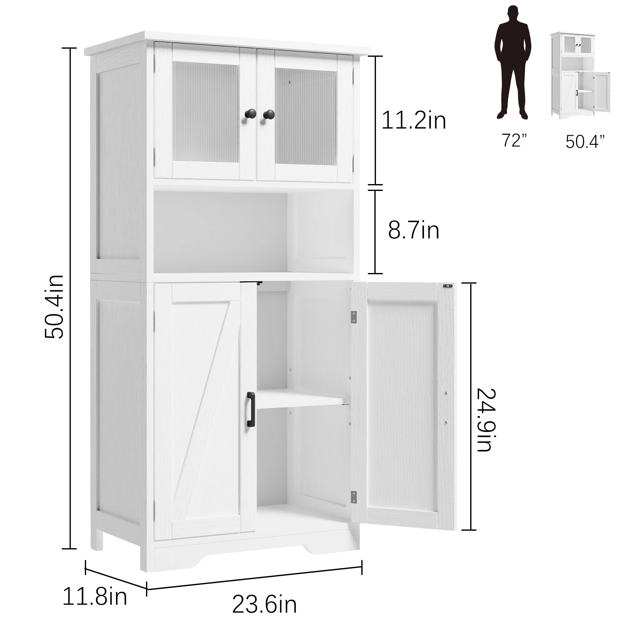 Free Standing Kitchen Pantry Cupboard with 4 Doors