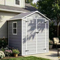 6 x 4 FT Plastic Outdoor Storage Shed with Floor, Window