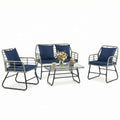 Outdoor Wicker Patio Furniture Set 4 Pieces with Soft Cushion and Glass.