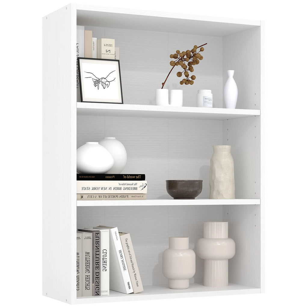 Wooden 3 Tiers Bookshelf Storage 31.5 Inch Tall Standing Display Bookshelf Sturdy Structure Graduated Shelves