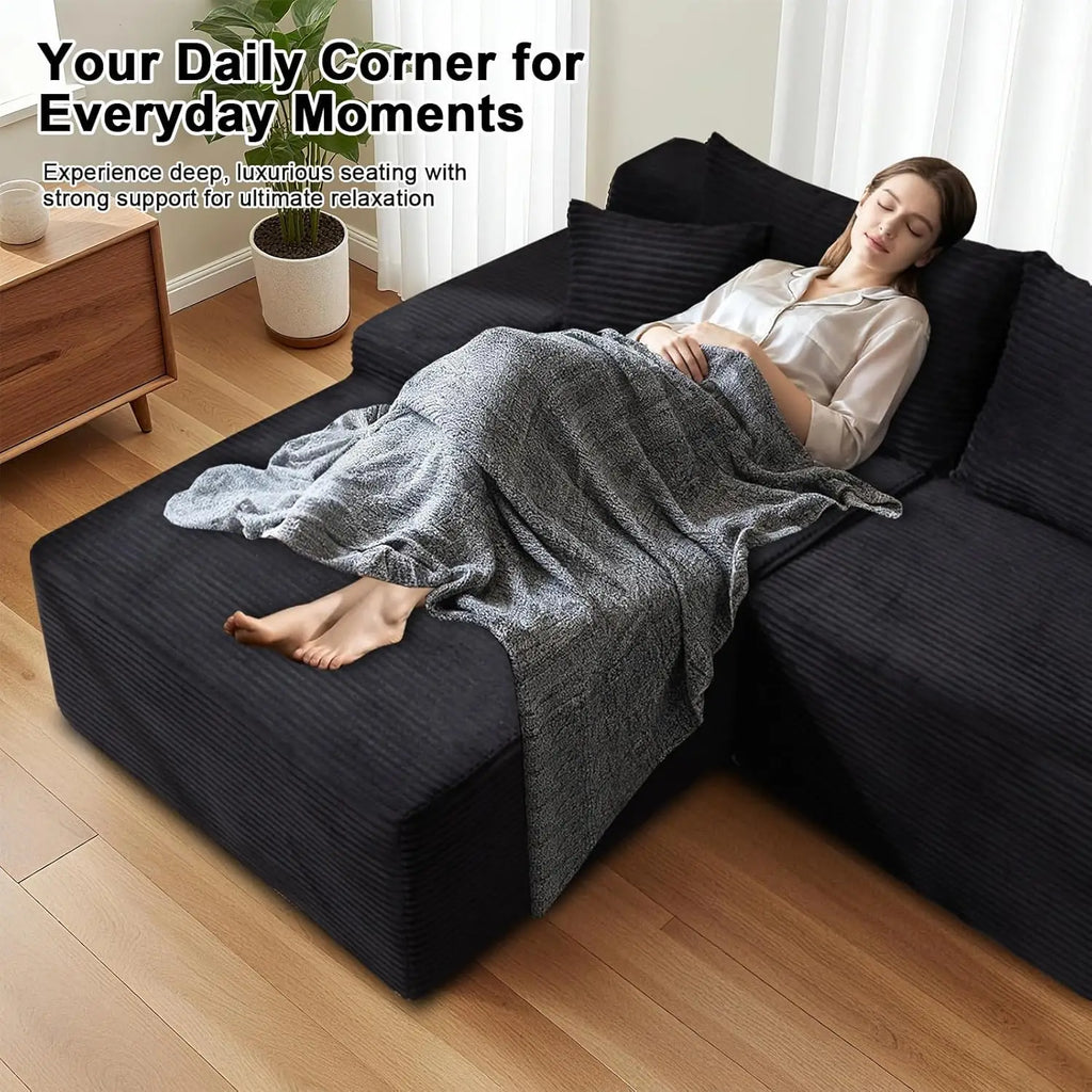 105" Cloud Modular Sectional Couch with L-Shape Chaise for Living Room, No Assembly