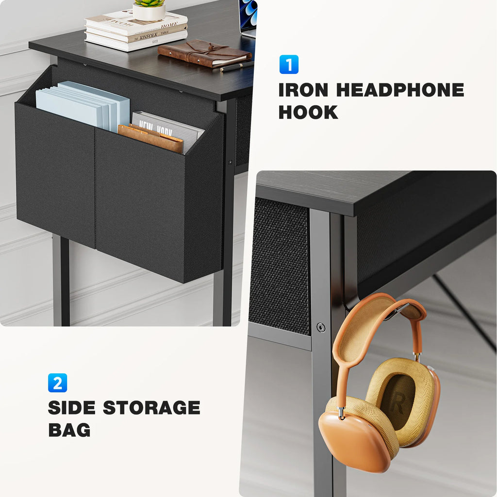 32 Inch Modern Office Computer Desk with Fabric Storage Drawers