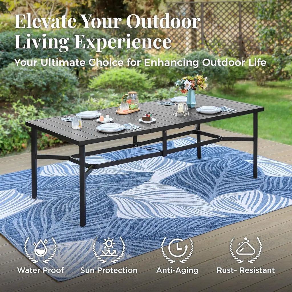 Outdoor Patio Dining Table for 8, 83" x 39"
