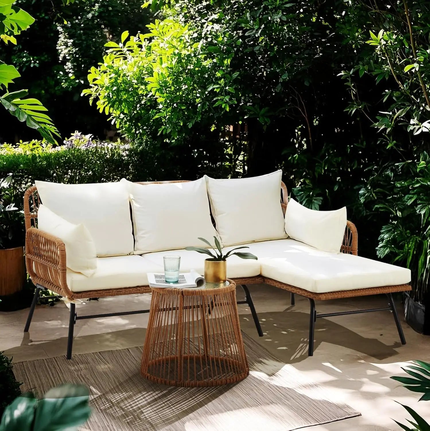Outdoor Patio Furniture Set - Modern Boho Furniture 20" Wide Seating