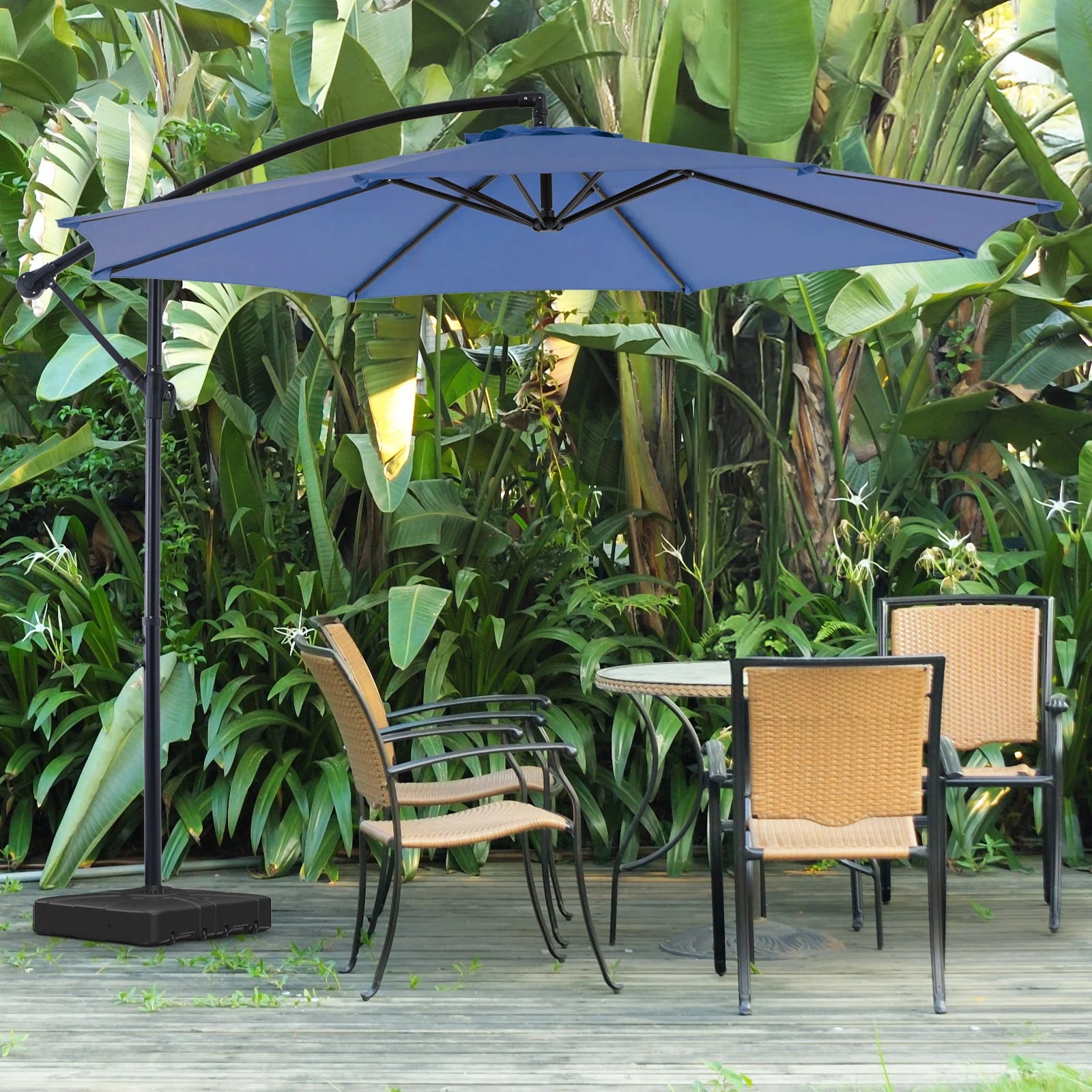 10FT Outdoor Patio Umbrella Hanging Cantilever with Easy Tilt Adjustment UV Protection