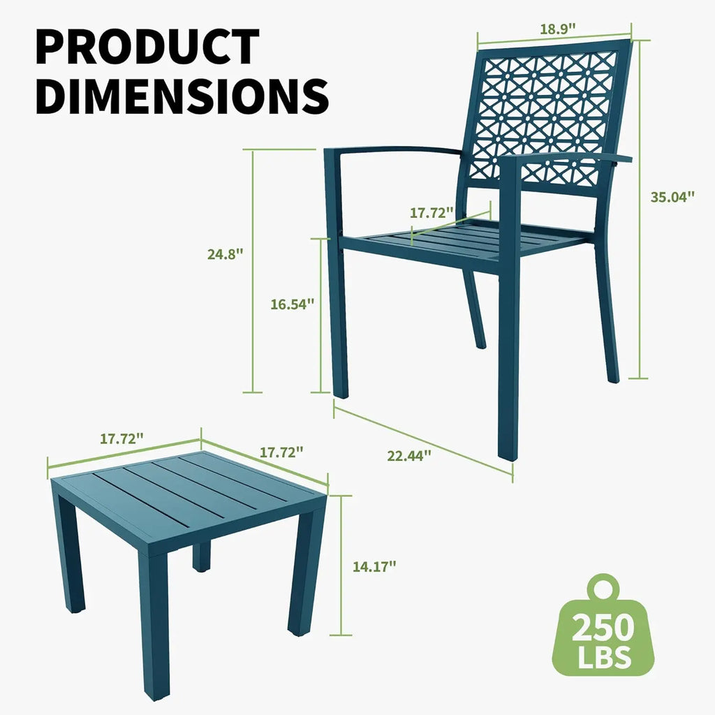 Patio Bistro Set 3 Piece, Bistro Table and Chairs Set of 2