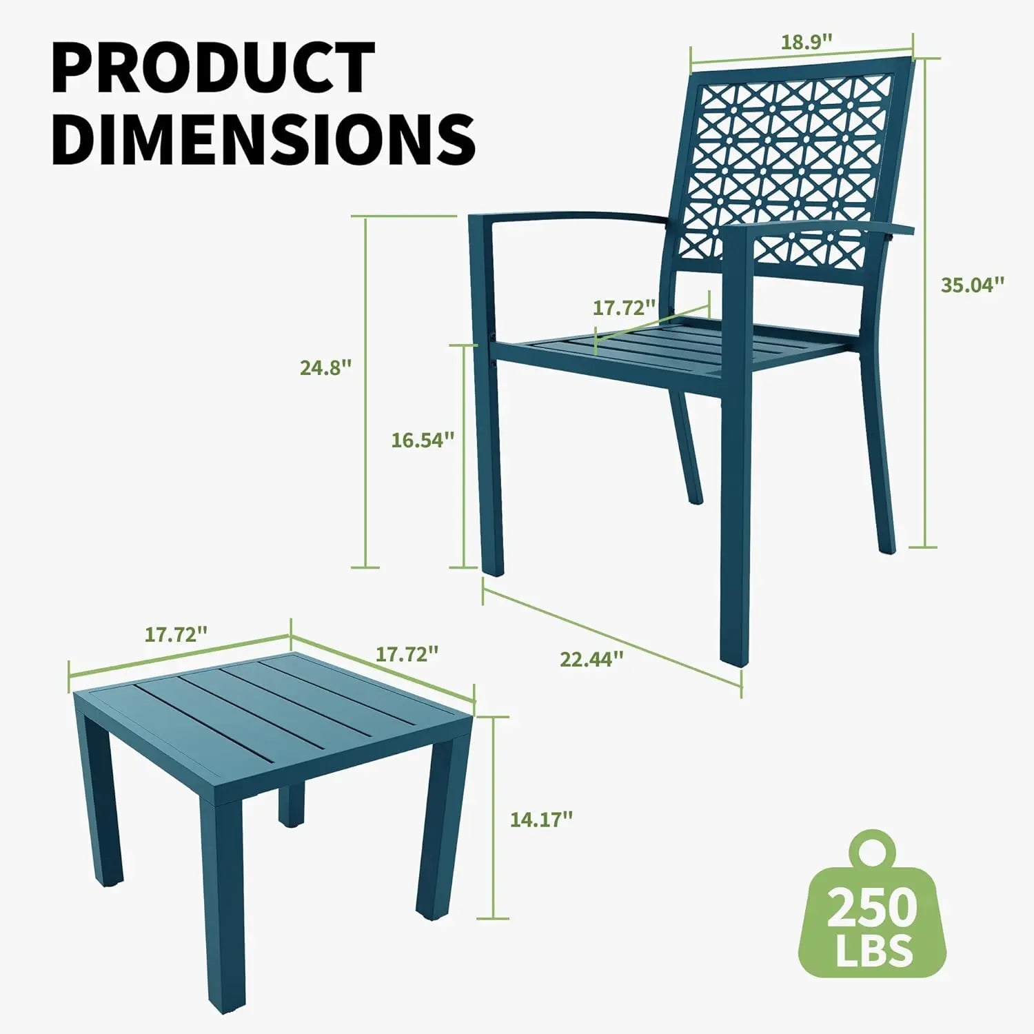 Patio Bistro Set 3 Piece, Bistro Table and Chairs Set of 2