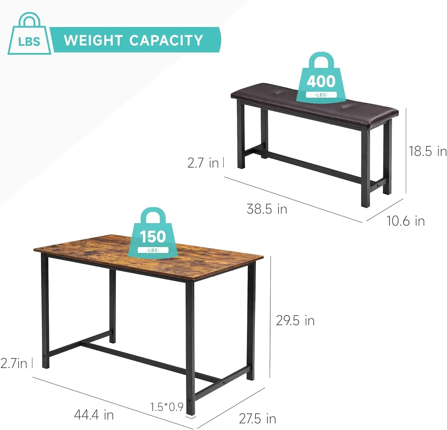 Dining Table Set for 4, Rectangular Dining Room Table Set